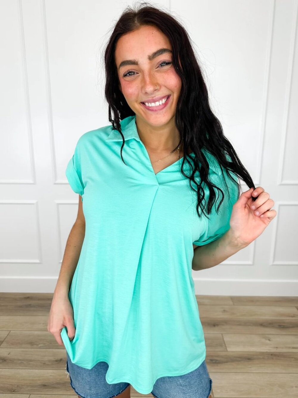 DEAR SCARLETT Is This Forever Wrinkle-Free Short Sleeve Top